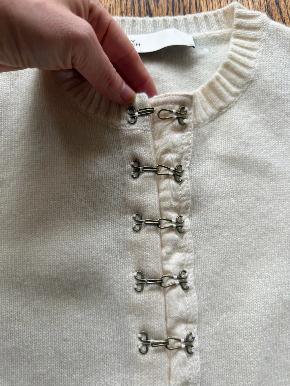 Tory Burch Hook-and-Eye 100% Cashmere Cardigan Soft Ivory Size M